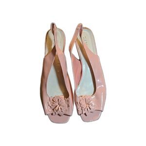 Classique Chic Pink Slingback Heels with Floral Accent Cute Spring Flirty Sz 11